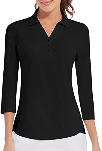 3/4 Sleeve Golf Polo UPF 50+ in Black