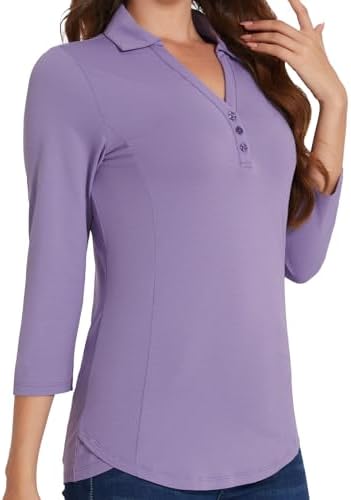 3/4 Sleeve Golf Polo UPF 50+ in Light Purple