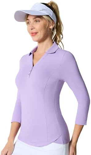 3/4 Sleeve Golf Polo UPF 50+ in Lilac
