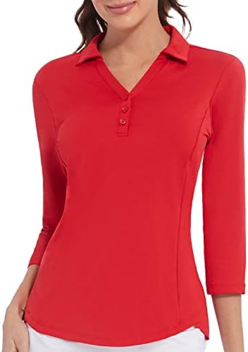 3/4 Sleeve Golf Polo UPF 50+ in Red