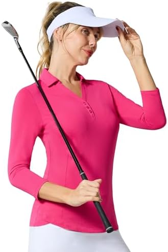 3/4 Sleeve Golf Polo UPF 50+ in Rose Red