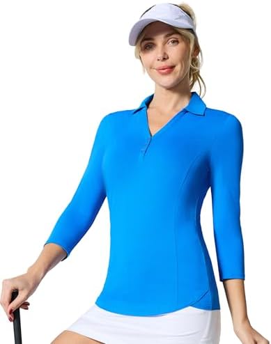 3/4 Sleeve Golf Polo UPF 50+ in Royal Blue