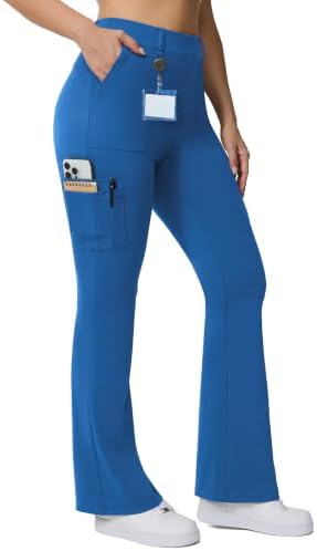 Cargo Flare Leggings with 6 Pockets in Classic Blue
