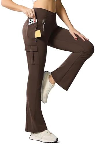 Flare Leggings with 5 Pockets in Dark Brown