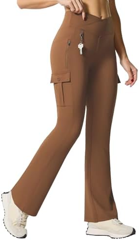 Flare Leggings with 5 Pockets in Dark Coffee