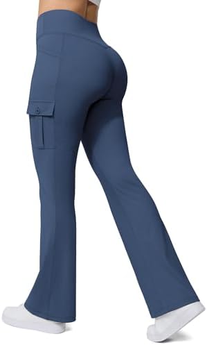 Flare Leggings with 5 Pockets in Denim Blue