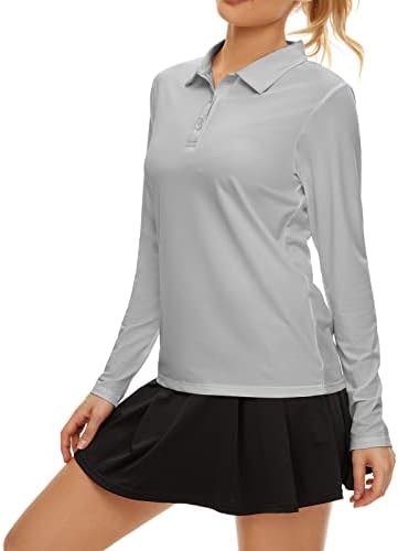 Long Sleeve Golf Polo UPF 50+ in Gray