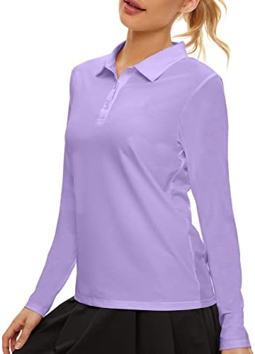 Long Sleeve Golf Polo UPF 50+ in Purple