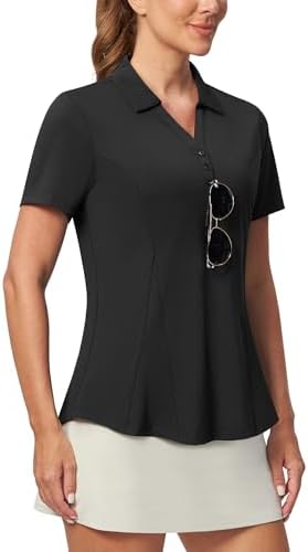 No-Tuck Peplum Polo V-Neck in Black