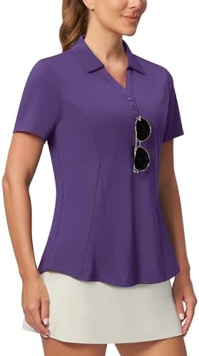 No-Tuck Peplum Polo V-Neck in Dark Purple