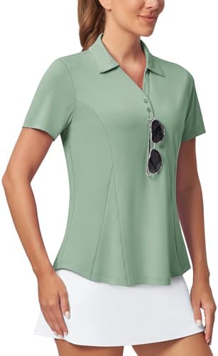 No-Tuck Peplum Polo V-Neck in Sage Green