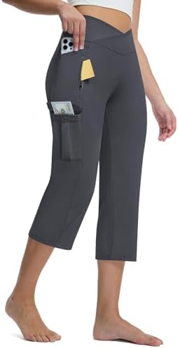 Non-Slip Cargo Capris with 5 Pockets 21" in Dark Gray