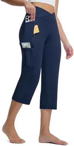 Non-Slip Cargo Capris with 5 Pockets 21" in Navy