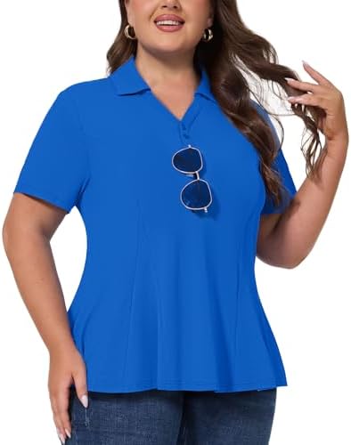 Plus Size Polo with Sunglasses Holder in Royal Blue