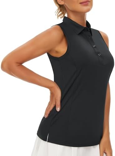 Sleeveless Collared Polo Tank in Black