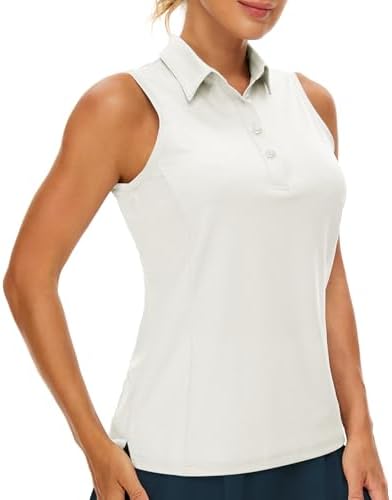 Sleeveless Collared Polo Tank in White
