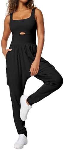 Sleeveless Jumpsuit with Pockets in Black