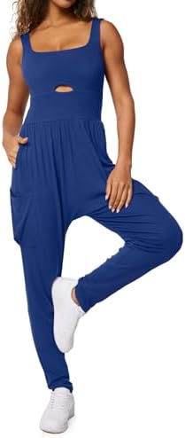 Sleeveless Jumpsuit with Pockets in Blue