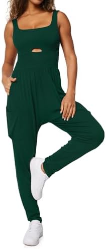 Sleeveless Jumpsuit with Pockets in Deep Green