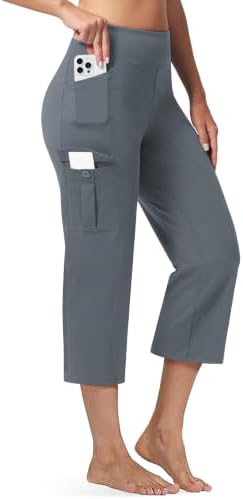 Straight Leg Cargo Capris 21" in Gray