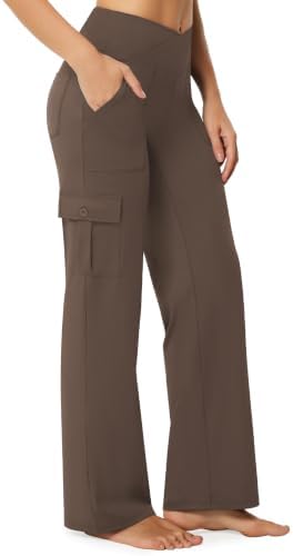 Wide Leg Cargo Pants with 6 Pockets in Hot Fudge Brown