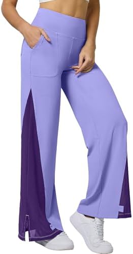 Wide Leg Dance Pants with Adjustable Hem in Lavender Purple